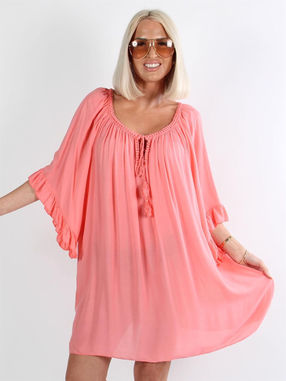 Layla - Tunikakjole med flæseærmer